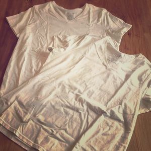 Two v-neck white t-shirts
